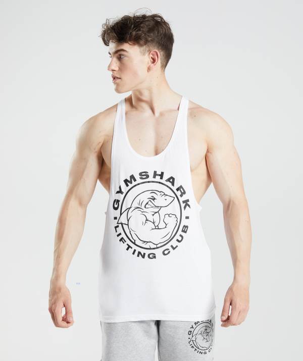 Panske Tielko Gymshark Legacy Stringer Biele | BH2407893